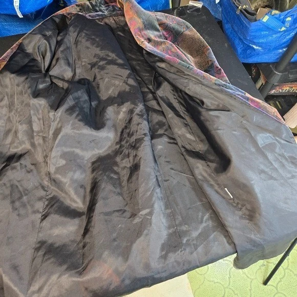 Vtg 80s De Ball Velvet Portrait multicolor abstract swing open front coat 12 - Image 4 of 4