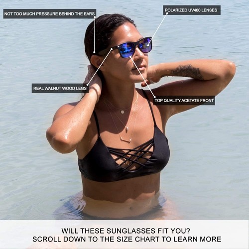 Holz Sonnenbrille Herren und Damen mit Holzbügeln Acetatgestell polarisierte Gläser - Bild 2 von 4