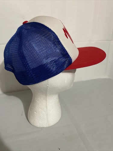 Baseballmütze Kappe New York Vintage Trucker. Druckknopflasche. Schaumstoffnetz. Rot weiß blau. - Bild 4 von 6