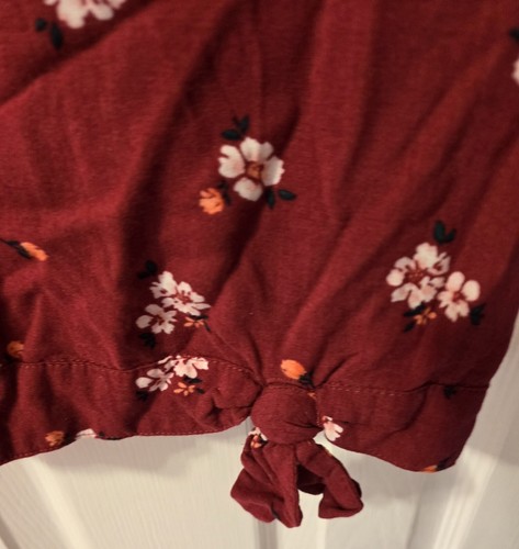 Abercrombie & Fitch Kid's Shirt Girl's 15/16 Burgundy Floral Graphic Print Top - Picture 3 of 4