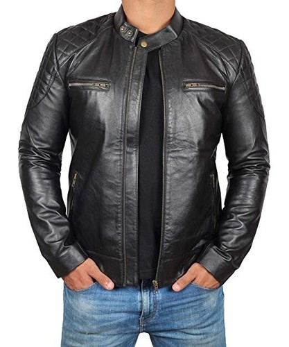 100% Pure Lambskin Leather jacket for Men Leather Biker Jacket Gift for Mens - Picture 2 of 5