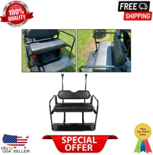 For Club Car Precedent Golf Cart Flip Rear Back Seat Kit *BLACK SEAT CUSHIONS*