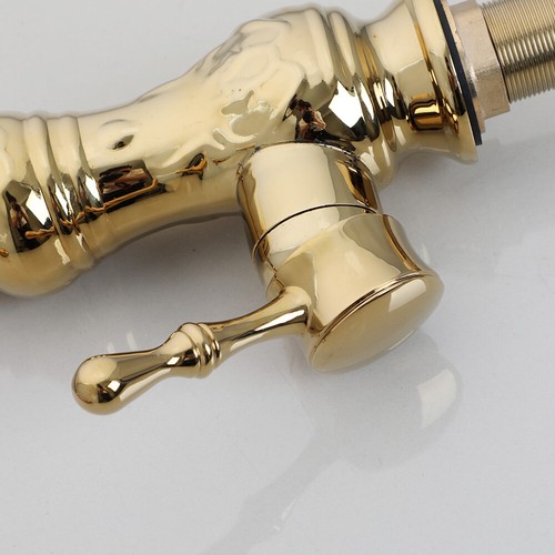 Grifo extraíble montado en la cubierta de latón con grifos giratorios mezcladores para fregadero de recipiente de cocina dorado - Imagen 7 de 11