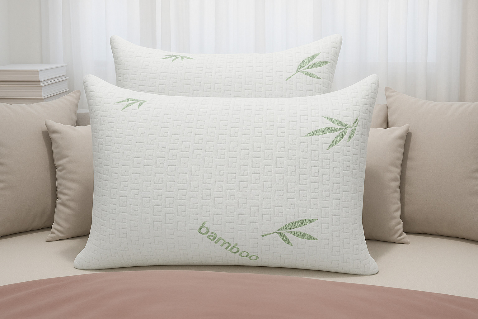 2er-Pack BHS Memory Foam Bambus Bettkissen orthopädischer Nacken Rückenstütze