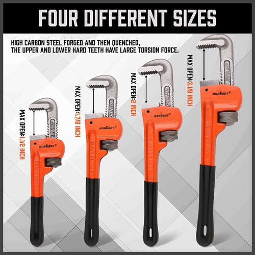 4pc Heavy Duty Pipe Wrench Set Monkey Heat Treated Adjustable 8" 10" 12" 14" NEW - Picture 4 of 8