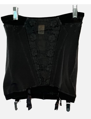 Vtg Girdle Garter Hollywood Vassarette Open Bottom Rubber Medium Black Clips - Picture 12 of 14