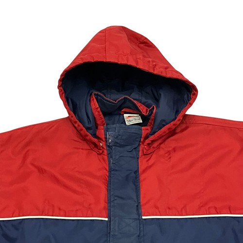 Vintage Nike Jacket 90s Quilt Lined Blue Red Boys XL Hooded Full Zip Sports - Picture 2 of 16