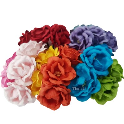 Peony 2'' Rainbow Handmade Paper Flower DIY Wedding Scrapbook corsage bouquet