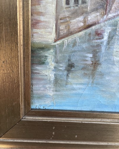 Impressionist Venice Veneto City View Gondolas Gondeliere Oil Painting Antique - Picture 9 of 14