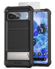 Google Pixel 8 Pro Case with w/ Kickstand Phone Case with Screen Protector Black