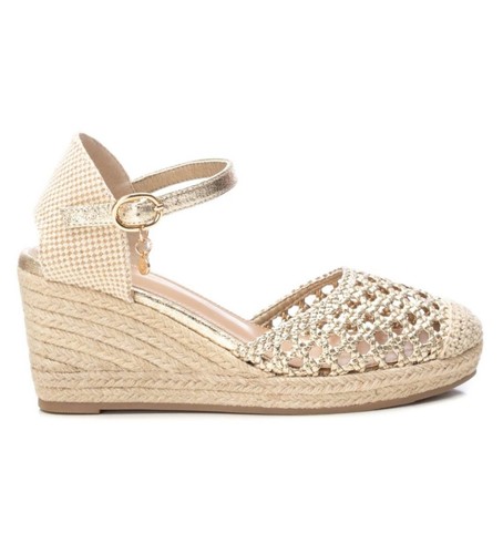 XTI SANDALO ESPADRILLAS CON ZEPPA DONNA RAGAZZA 142893 ORO CORDA DAL 36 AL 40 - Imagen 2 de 5
