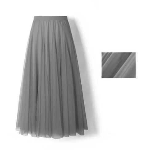 Damen Plissee Midi Rock Damen Elastisch Hohe Taille Netz Rock A-Linie Röcke - Bild 40 von 53