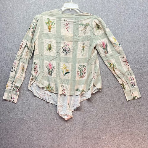 ADRIANA DEGREAS Botanic Womens Shirt Buttons Silk Floral Boho - Picture 11 of 11