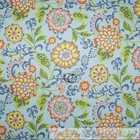 BonEful Fabric Cotton Quilt Blue Green White Gray Paisley Flower Garden Scrap