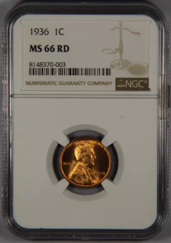 1936 Lincoln Wheat Cent Penny NGC MS66 RD 1c