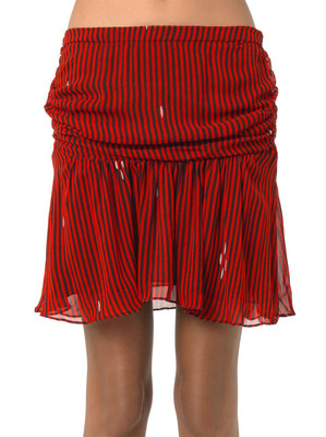 ISABEL MARANT ÉTOILE Cary Ruched Stripe Mini Skirt in Red FR