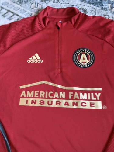 Atlanta United Pullover Men Medium Aeroready 1/4 Zip Red Long Sleeve Adidas - Picture 4 of 10