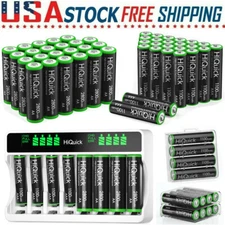 AAA AA Rechargeable Batteries 1100/2800mAh 1.2V Ni-MH / 8 Slots LCD Charger Lot
