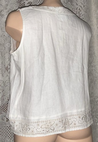 NWT $115 Hot Cotton Marc Ware Top & Shirt 2 Piece Set Embroidery White Linen XL - Picture 7 of 9