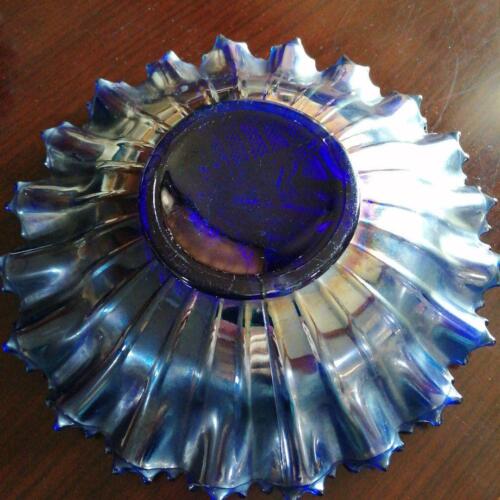 carnival glass peacock pattern pair bowls dessert plate 2 pieces diameter9.2" - Picture 3 of 3