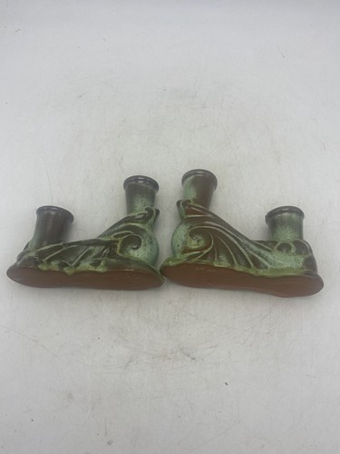Vintage Frankoma Pottery Prairie Green Candlestick Holders #304 - Bild 7 von 8