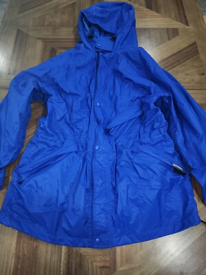 Helly Hansen Blue Rain Jacket XXL Mens Womens Adjustable Waist Pull Out Hood