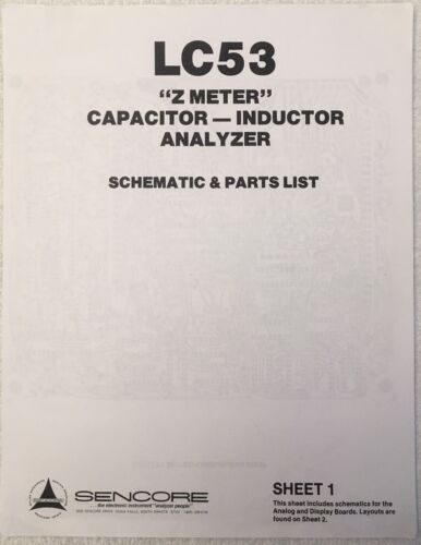 Sencore LC53 Benutzerhandbuch, Schaltplan, Teileliste & Kalibrierungsverfahren, ALLE 4 - Bild 3 von 4