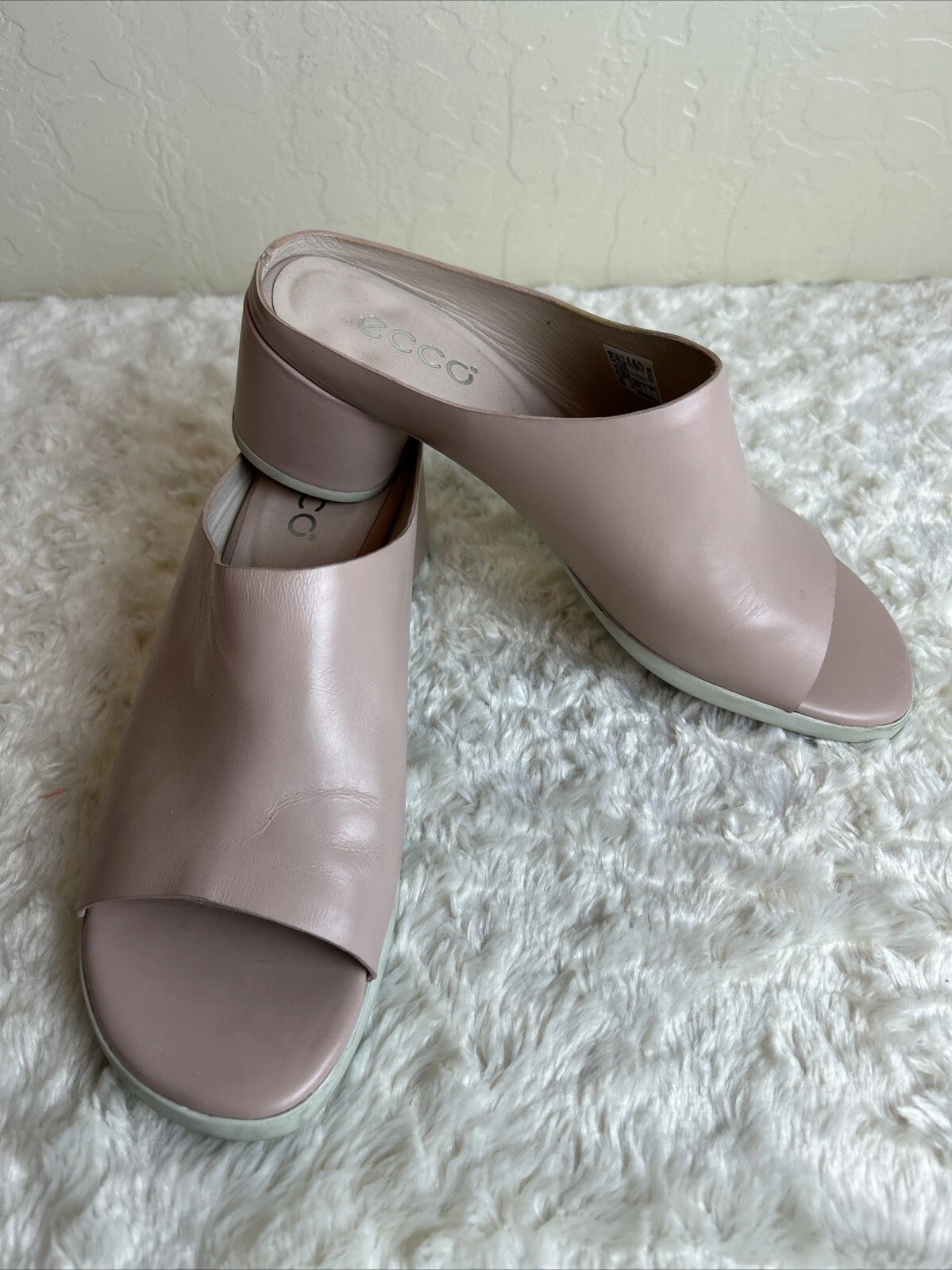 Sandali con tacco a blocco rosa forma Ecco 45 Slides taglia 38. US 7