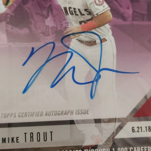BGS 8.5 /25 Mike Trout ON CARD AUTO 1000 Games 2018 Topps Now AUTOGRAPH 352C SP - Picture 2 of 4