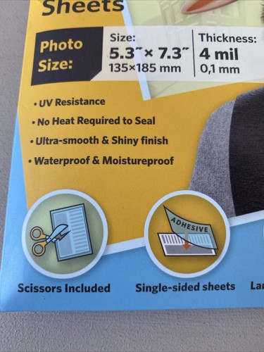 La Llama Self Adhesive Laminating Sheets Photo Size 5.3" x 7.3" 4 Mil 20 Pack - Picture 2 of 5