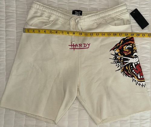 Ed Hardy Screaming Tiger Sweat Shorts/Size Large/Ivory/Men’s/Brand New - Picture 9 of 12