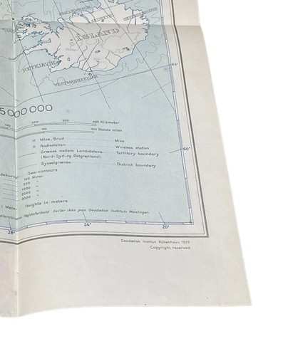 Vintage 1939 Greenland Grönland 22”x27” Map Geodetisk Institut Denmark 1:5000000 - Picture 5 of 11