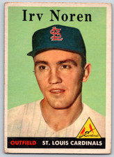 1958 Topps IRV NOREN #114 St. Louis CARDINALS Creases Fast FREE Ship!