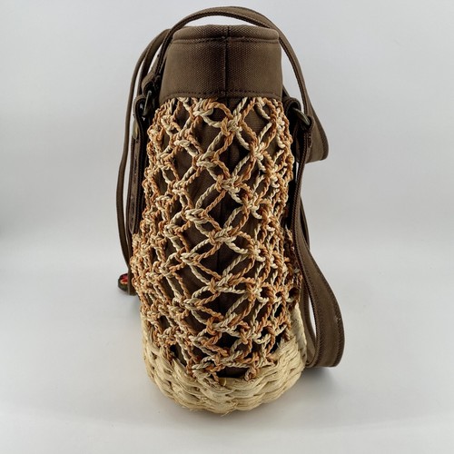 Lucky Brand Woven Straw Canvas Boho Bohemian Festival Tote Bag Market - Picture 4 of 18