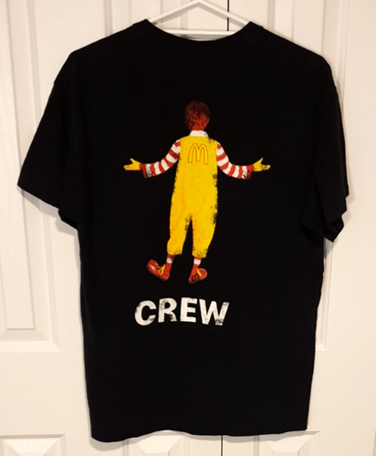 MCDONALD'S "50 Years of Macca's" Ronald McDonalds Print "Crew" Black T-Shirt. - Picture 2 of 6