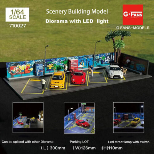 Diorama 1:64 Auto Garage Modell LED Beleuchtung Stadtauto Showroom Szene Vitrinenmodell - Bild 12 von 188