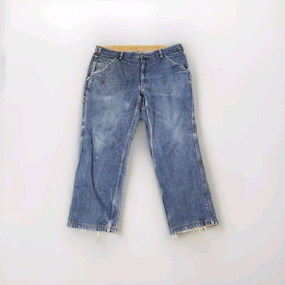 DULUTH TRADING CO Carpenter Denim Casual Work Pants Blue Jeans Men's Sz 42  x 32