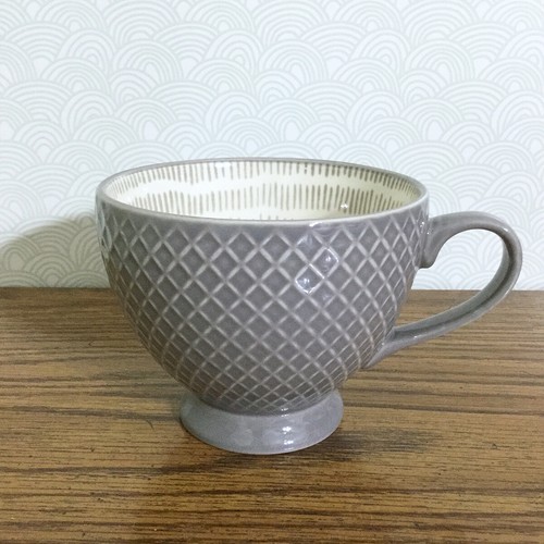Embossed Coffee Cup Mug 14 oz Pattern Inside Footed Colorful Flower Geometric - Picture 73 of 158