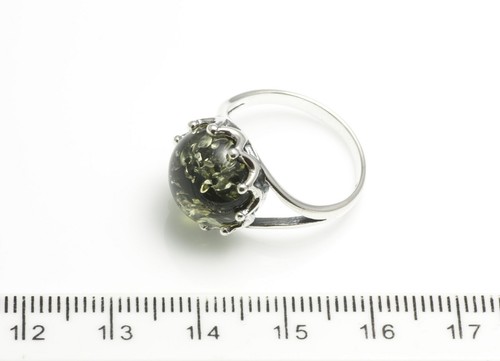 ANILLO NATURAL DE PIEDRA PRECIOSA VERDE 925 ÁMBAR BÁLTICO PLATA ESTERLINA certificado y caja - Imagen 7 de 9