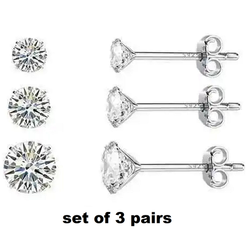 925 Sterling Silver Stud Earrings Women Men Genuine Cubic Zirconia Ladies Set CZ - Picture 97 of 103