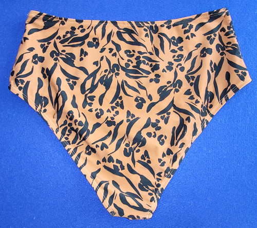 Bikini da bagno CUPSHE nero/marrone LEOPARDATO balze top e fondo vita alta 2 pezzi taglia L - Foto 8 di 9