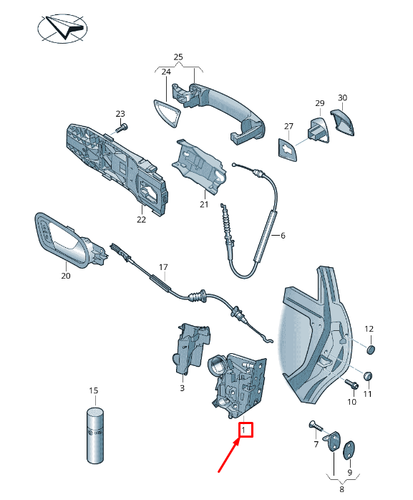 Cerradura de puerta trasera derecha AUDI Q3 F3 5TA839016L NUEVA ORIGEN - Imagen 4 de 5