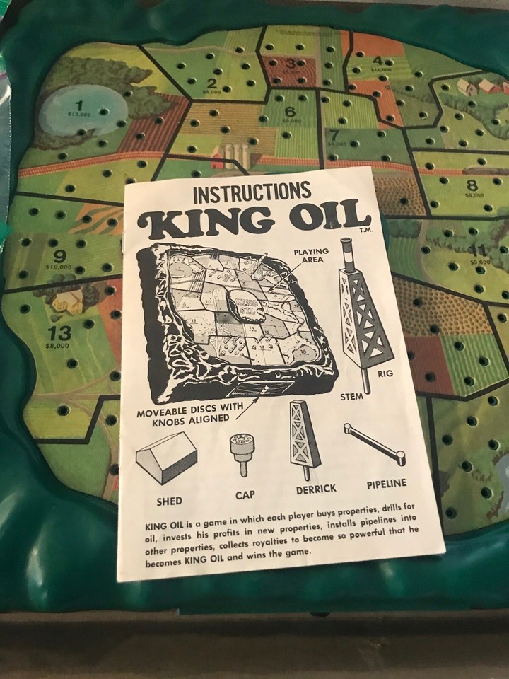 King Oil Board Game 1974 Milton Bradley Complete an Oil King W