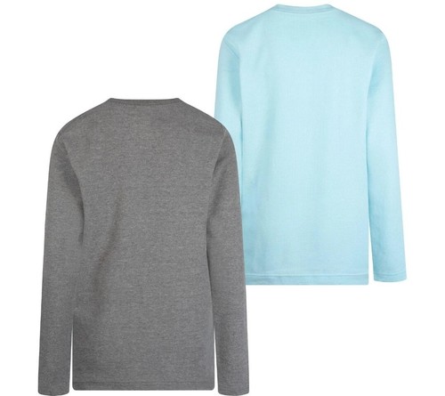 NWT Hurley Boy's 2-Pack Thermal Crew Neck Long Sleeve T-Shirts Grey/Blue Sz 5/6 - Picture 2 of 6