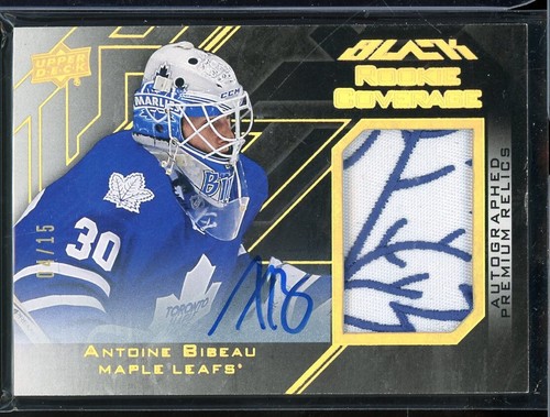 2015-16 UD Black Rookie Coverage Auto Patch Gold #RCOVAB Antoine Bibeau 04/15 - Picture 1 of 2