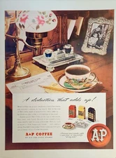 1947 A&P 8 O'Clock Coffee Print Ad Vintage Ephemera Wall Art Decor