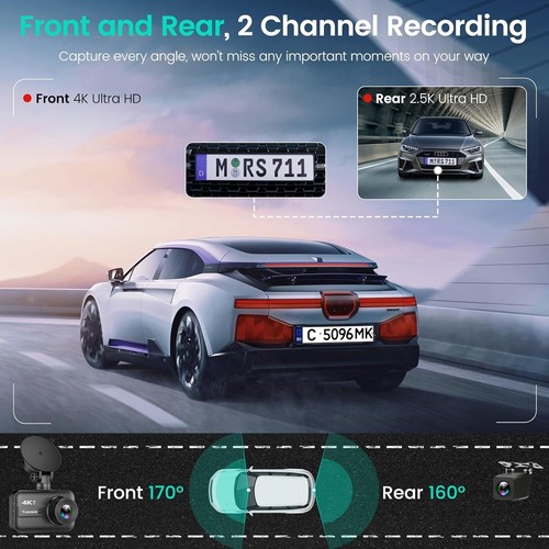 Dash Cam Front and Rear, 4K+2K Ultra HD Dash Cam Included 64GB SD Card Built-in - Picture 6 of 7