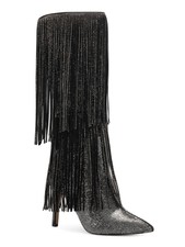 Inc Womens Black Slip Resitant Fringed Ishani Pointed Toe Block Heel Boots 8 M