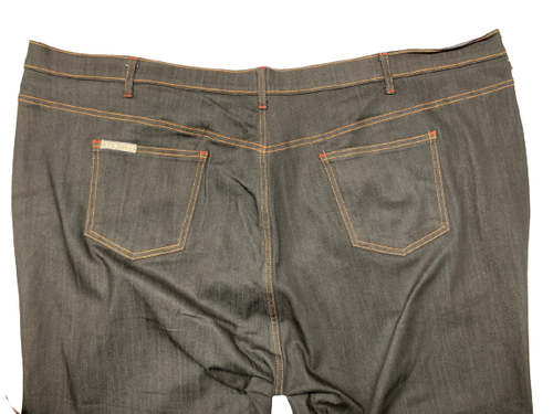 JEANS 56 x 25 BLACK WITH ORANGE STITCH RAW DENIM JEANS RETAIL $500 by BLUE DELTA - Picture 5 of 5