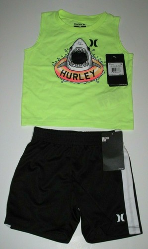 Hurley Kleinkind Jungen 24M 2-teiliges kurzes Hosen Tanktop Set Neon Hai schwarz